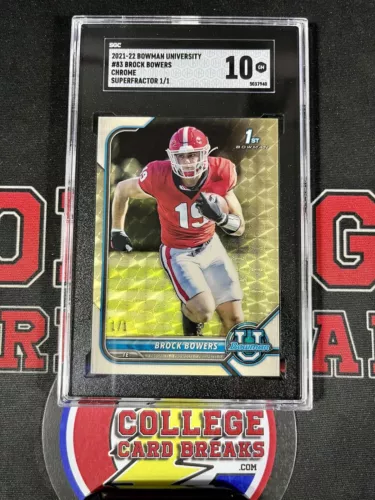 2021-22 BROCK BOWERS 1/1 1ST TRUE ROOKIE SUPERFRACTOR GEM 10 RC BOWMAN U RAIDERS
