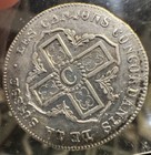 1829 Silver Coin From Switzerland Swiss Five Batzen Canton Vaud Au+