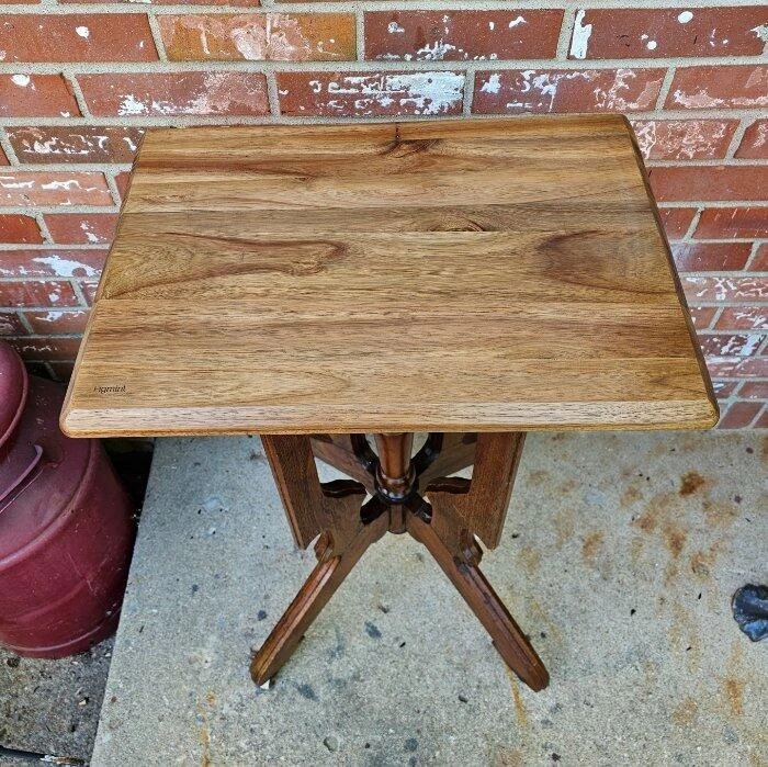 Antigua mesa auxiliar de entrada con soporte de helecho de planta de caoba pedestal tallado porcelana Whe Foto 2 de 4