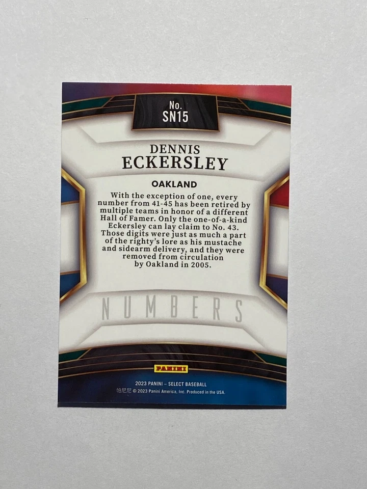 2023 Select #SN15 DENNIS ECKERSLEY Select Numbers ATHLETICS - Image 2 of 2