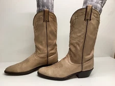 VTG MENS UNBRANDED COWBOY DISTRESSED BEIGE BOOTS SIZE 8 D