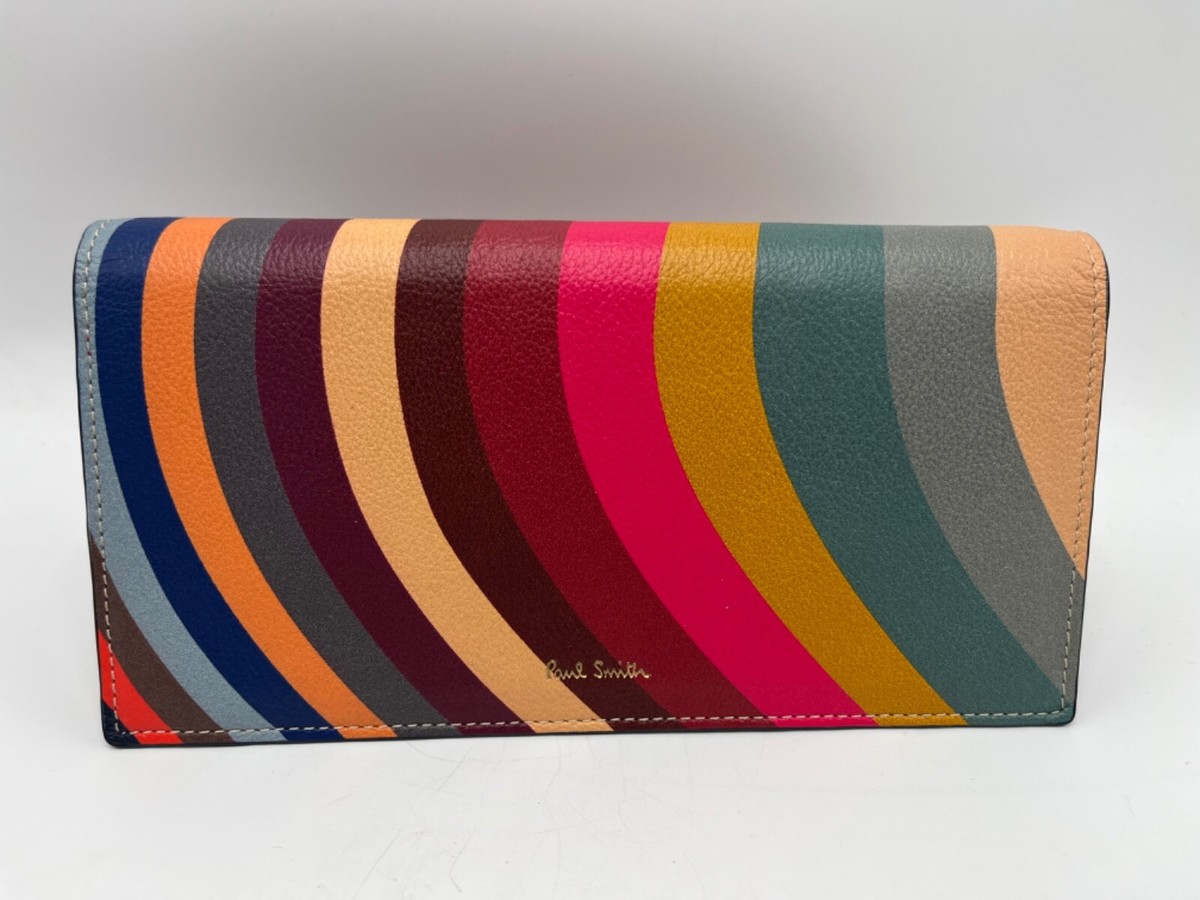 PAUL SMITH Swirl Tri fold Leather Women's stripe PURSE UK