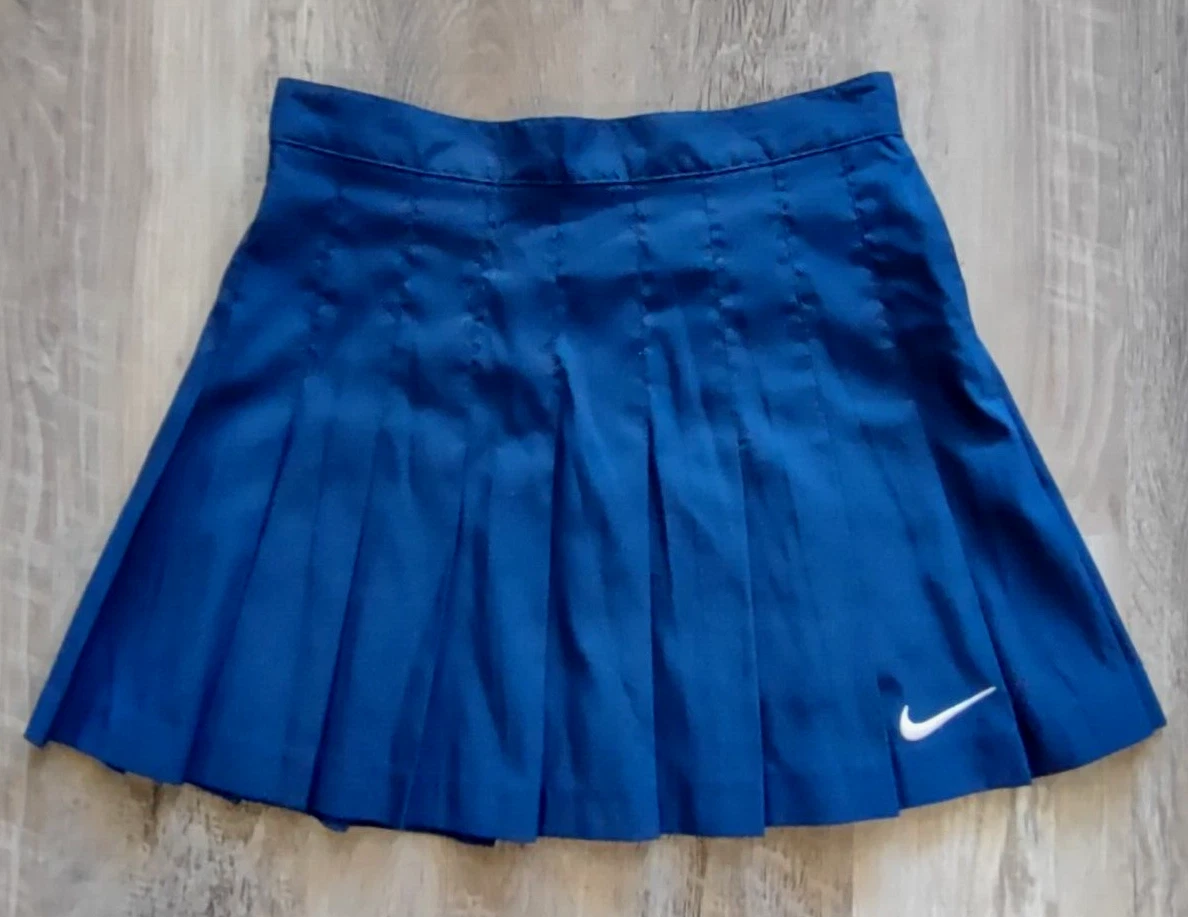 NIKE sz 8 Navy Blue Athletic Box Pleated Tennis Skirt Medium M VINTAGE