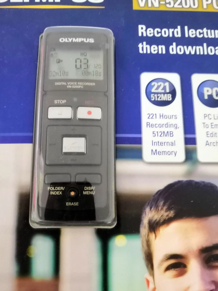 Olympus VN-5200PC Digital Voice Recorder Handheld Portable Player  - Image 3 of 4
