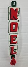 Christmas Noel Needlepoint Plastic Canvas Finished Spellout Wall Hanging 5"x33"