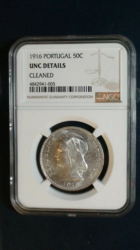 1916 Portugal Fifty Centavos NGC UNCIRCULATED 50C Coin PRICED TO SELL NOW!