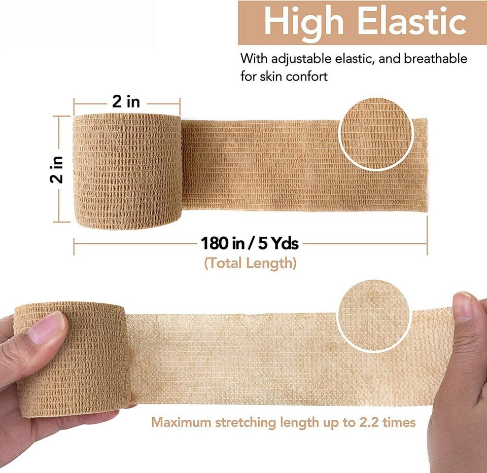 6ROLL Self Adhesive Cohesive Vet Gauze Tape Bandage Wrap Elastic