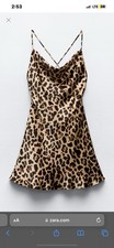 NWT Zara Women's Leopard Mini Dress Adjustable Strings Size L