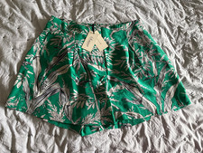 NEW Alice by Temperley Silk Green Leaf Pattern Hi Waist Skirt Size 6 8 UK 12