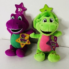Barneys World 10" Plush Barney Baby Bop Mattel Fisher Price Lot x 2 NWT 2024