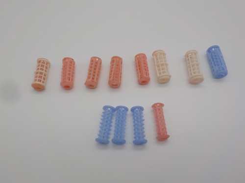 Vintage Barbie Puppe Lockenwickler Rollen blassrosa, dunkelrosa, blau ~ Zubehör