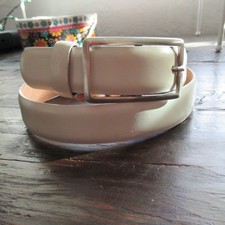 Georgio Armani Dress Belt Women S Ivory Leather Silver Tone Buckle