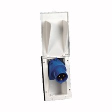 Powerpart Beige Rectangular Inlet Flush Fitted Exterior Socket Motorhome-PO114C