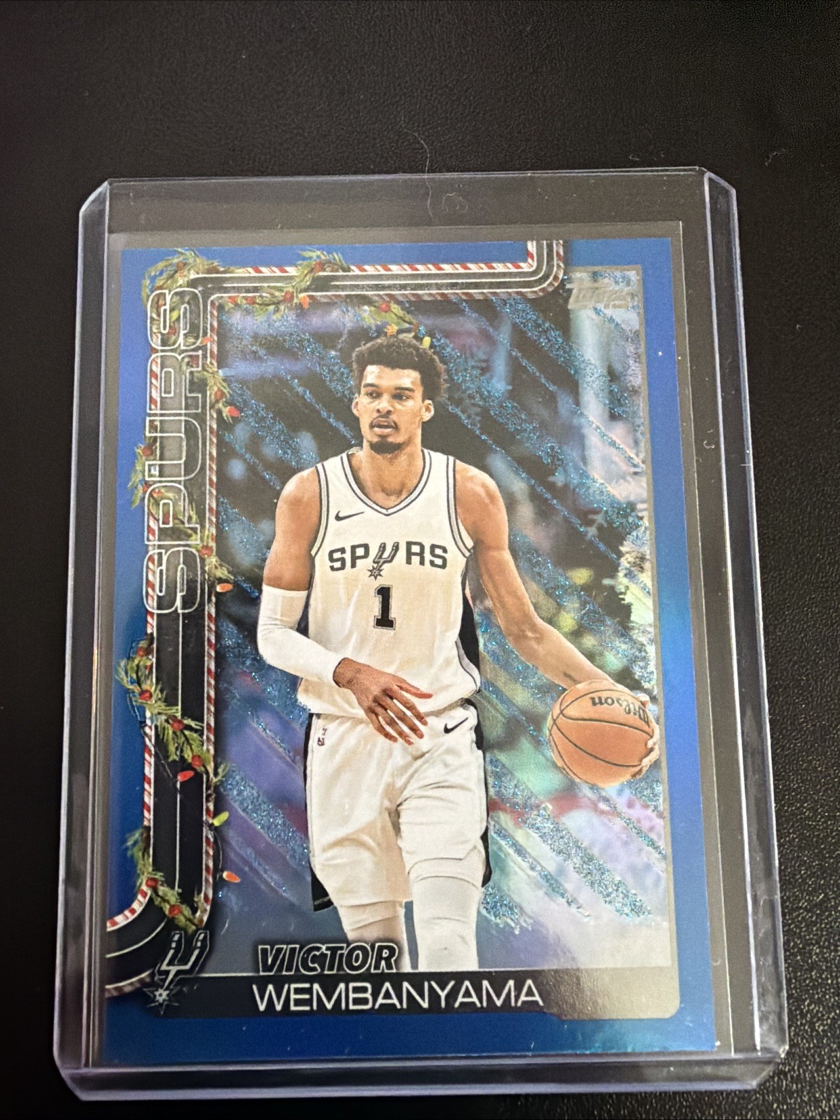 2025-26 Topps Holiday - Victor Wembanyama #H156 Holiday Metallic Blue Glitter