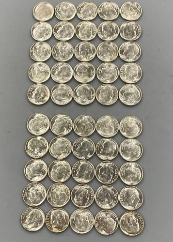 50 1956 P BU US 90% Silver Roosevelt 10c L23764