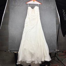 Davids Bridal Ivory Strapless Ruched Chiffon Wedding Gown Dress Size 10