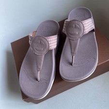 Women?s FitFlops Carmel Toe Post Leather  Sandals Pink UK5  