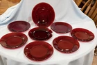 Anchor Hocking Royal Ruby Red Set Of 8 Glass Dinner Plates 9” Vintage