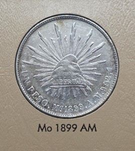 MO 1899 AM MEXICO Silver PESO Cap and Rays LIBERTAD Coin