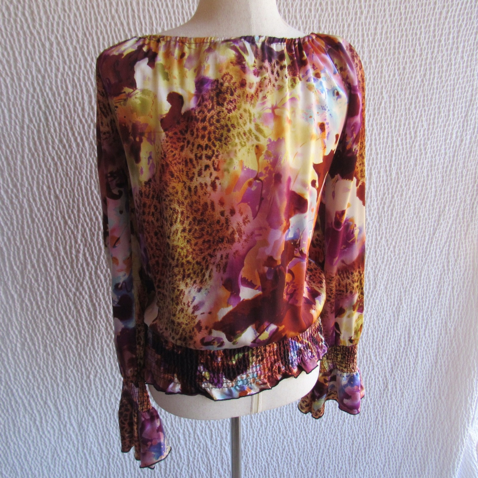 Cache 100% Silk Multicolor Leopard Abstract mix K… - image 9