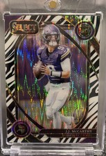 2024 Panini Select - Club Level J.J. McCarthy #134 Zebra Shock Prizm (RC)