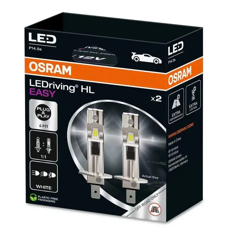 OSRAM LED Lampadina Auto H1 6500K 2 Stück Fernlicht 64150DWESY-2HB - Bild 1 von 4