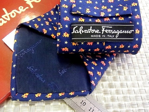 Salvatore Ferragamo Cravatta Cravatta TUTE Uomo Unisex SETA Multicolore Lusso FG19 - Foto 2 di 2