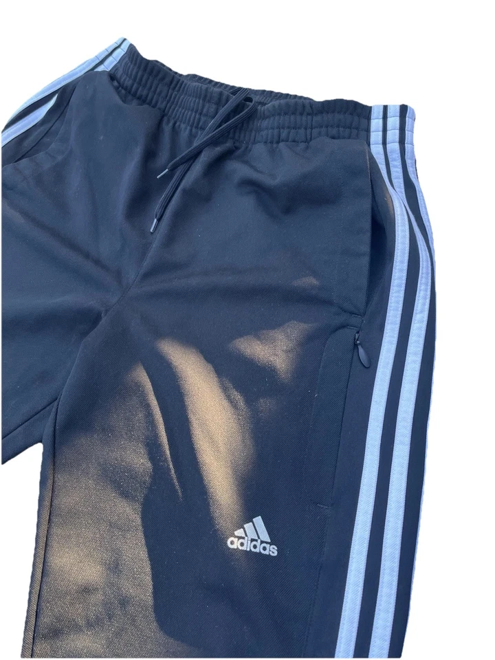 Y2K Adidas Pants Mens Size Medium Black & White Running Track Joggers Flared - Image 3 of 4