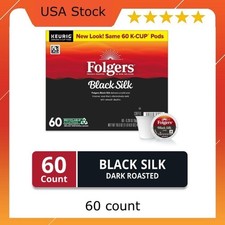 Folgers Black Silk, Dark Roast Coffee, Keurig K Cup Pods, 60 Count Box