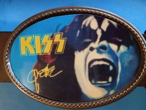 KISS Rock Band " GENE SIMMONS"   Epoxy PHOTO MUSIC BELT BUCKLE - NEW!