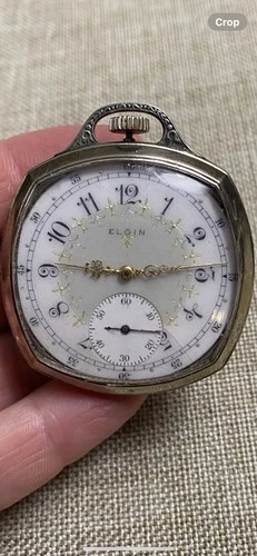 Antique Elgin 1911 GF Cushion Open Face Pocket Watch 12s 7j Working Intermittent