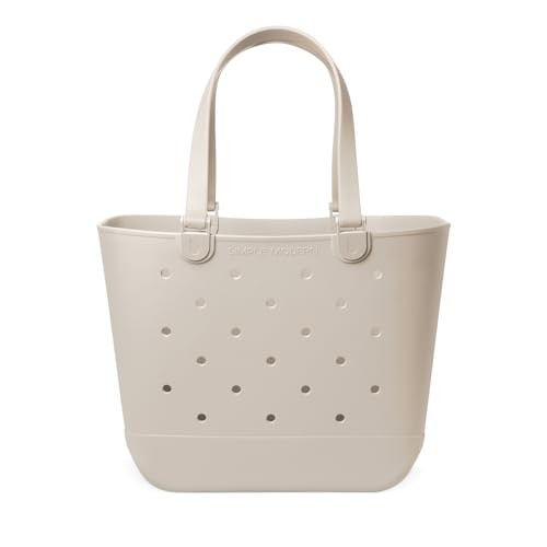Extra-Large Beach Bag | Waterproof Rubber Tote with -Almond Birch Extra Large