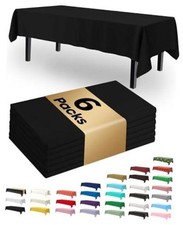 Plastic Table Cloth Disposable 6 Pack, 54 x 108 54" X 108" Rectangle Black