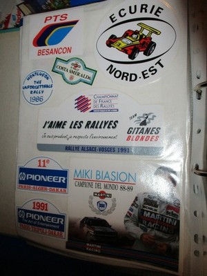 LOT OF 8 SPORT STICKERS CAR RALLIES 91+ MIKI BIASION LANCIA+DAKAR NON TAKEOFF