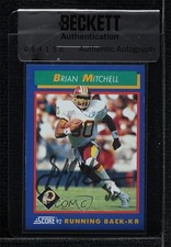 BAS 1992 Score Brian Mitchell #67 Seal of Authenticity Auto 3c7