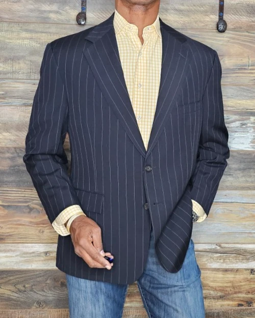 Polo от Ralph Lauren 100% шерсти темно-синий сшитый лацкан спортивная куртка Blazer 42S - Изображение 4 из 4