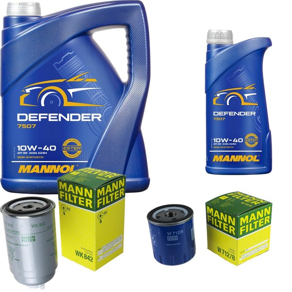 MANN-FILTER Inspektionspaket 6L Mannol Defender 10W-40 FüR Fiat Ducato Kasten-image