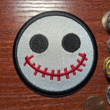 Happy Face Patch Spooky Creepy Punk Emoji Sti...