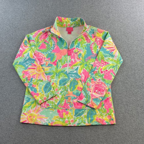Lilly Pulitzer Pullover Girls XL 12-14 Half Zip Sunshine State Florida Graphic