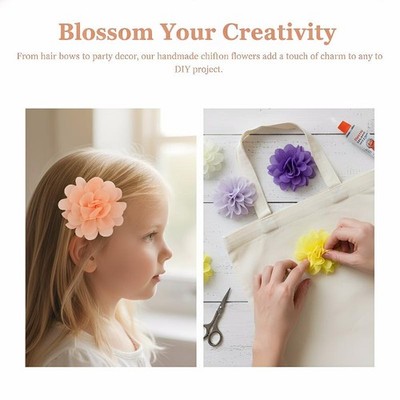 10PCS 3.5CM Chiffon Flower Hair Bows Fully Lined Tiny Hair Clips Fine Hair Girls