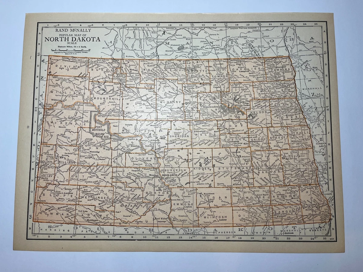 Rand McNally & Co. 1920-1929 Date Range Antique North America Maps