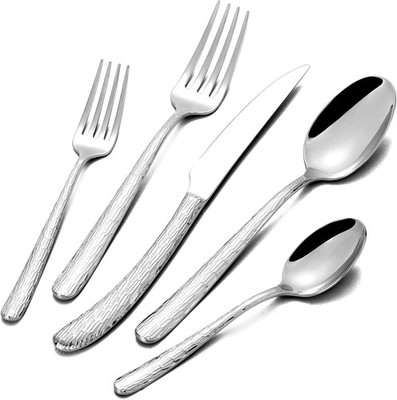 40 Piece Heavy Duty Stainless Steel Silverware Set for 8, Compralo Silver 