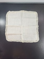 Vintage Dainty Ivory Cotton Vintage Hankie with Lace Trim Wedding