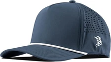 Branded Bills Bare Curved 5 Panel Rope Hat, Adjustable Snapaback, Fitted Navy 