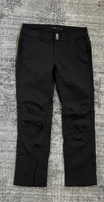Prana Halle Black Stretch Nylon Outdoor Hiking Camping Roll Up Pants Sz 8
