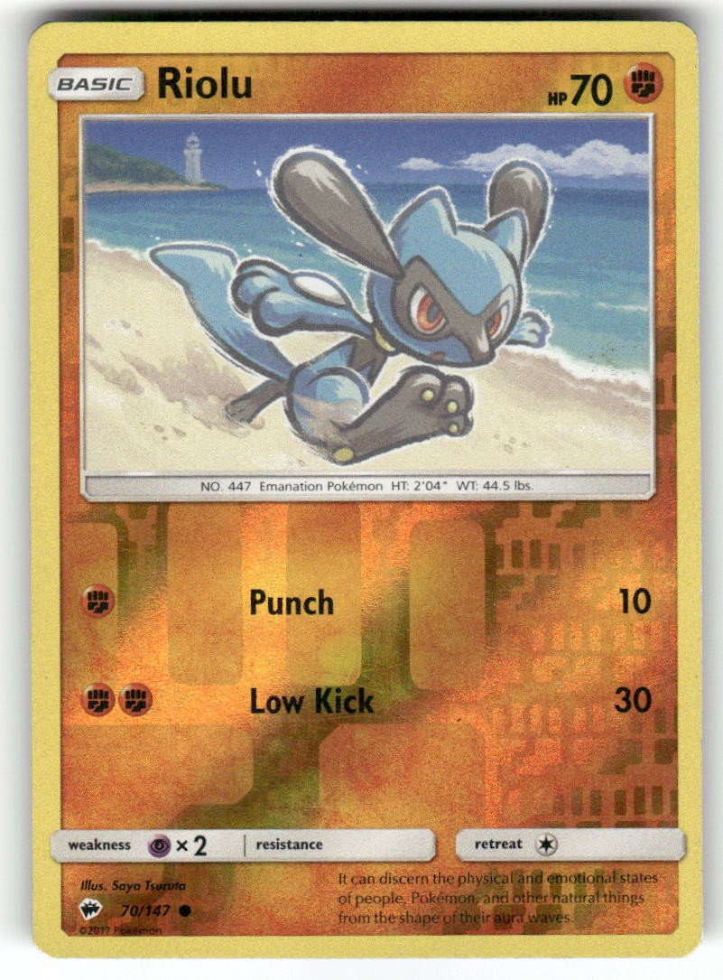 RIOLU - 70/147 - MP - Burning Shadows - REVERSE HOLO Common - Pokemon