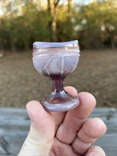 Waverly Carmel Slag Glass Eye Wash Pedestal Cup Ribbed Design~Excellent~