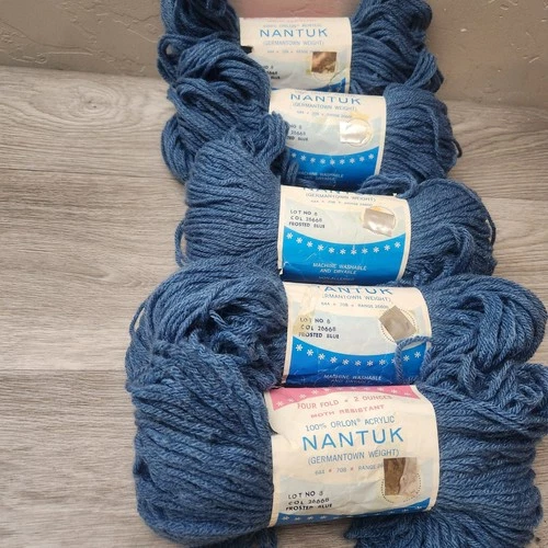 Vintage Penneys Frosted Blue Nantuk Yarn 8oz Germantown Weight Orlon Acrylic - product listing photo