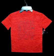 BOYS UNDER ARMOUR...SIZE 4....T-SHIRT...DRI-FIT..."ORANGE GLITCH"....NEW/TAGS