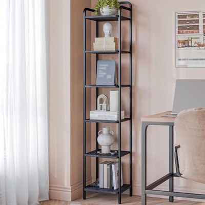 Hzuaneri Bookcase Bookshelf, Narrow Book Shelf, Industrial Corner Shelf